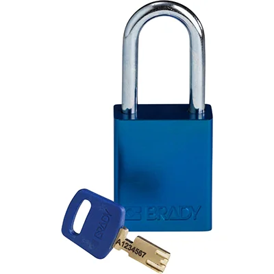 gws150287 - Замок SafeKey алюминиевый со стальной дужкой, высота дужки – 38 мм, диаметр дужки – 6.4 мм, алюминиевый корпус, размеры корпуса – 46х38х19 мм, цвет – синий, 1 шт/упак