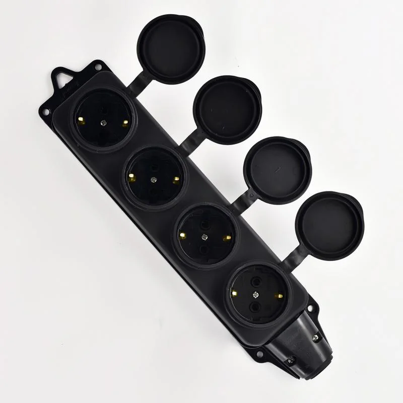 Колодка 4-м 16А IP44 2P+PE 220-240В с защ. крышками каучук 106-0400-0107/107
