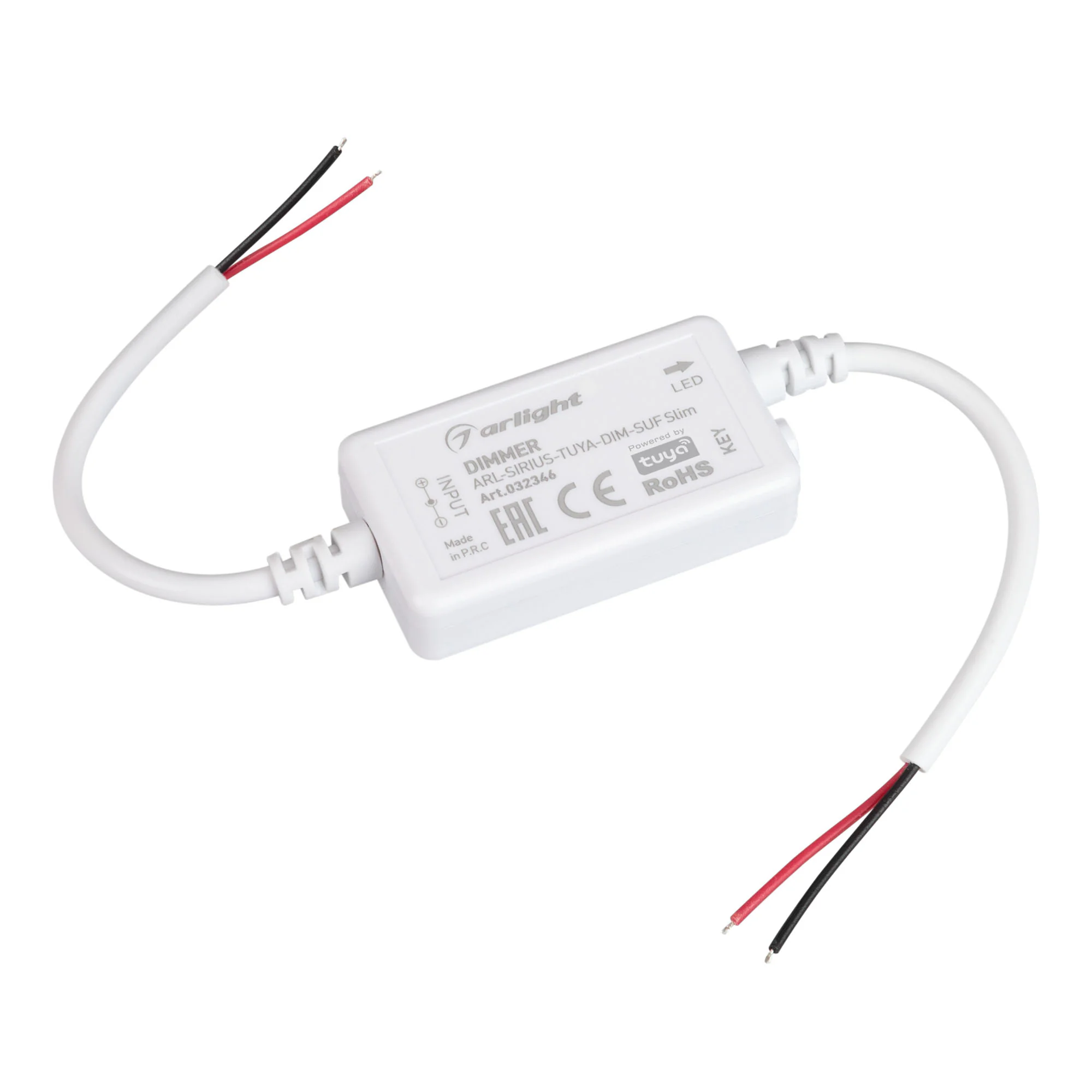 Диммер ARL-SIRIUS-TUYA-DIM-SUF Slim (12-24V, 1x6A, 2.4G) 032346 - Диммер одноканальный для одноцветных светодиодных лент. Питание/рабочее напряжение 12-24VDC, максимальный ток 6A, 1 канал, максимальная мощность 72-144W. Частота ШИМ 1.95kГц, Wi-Fi 2.4G. Ко