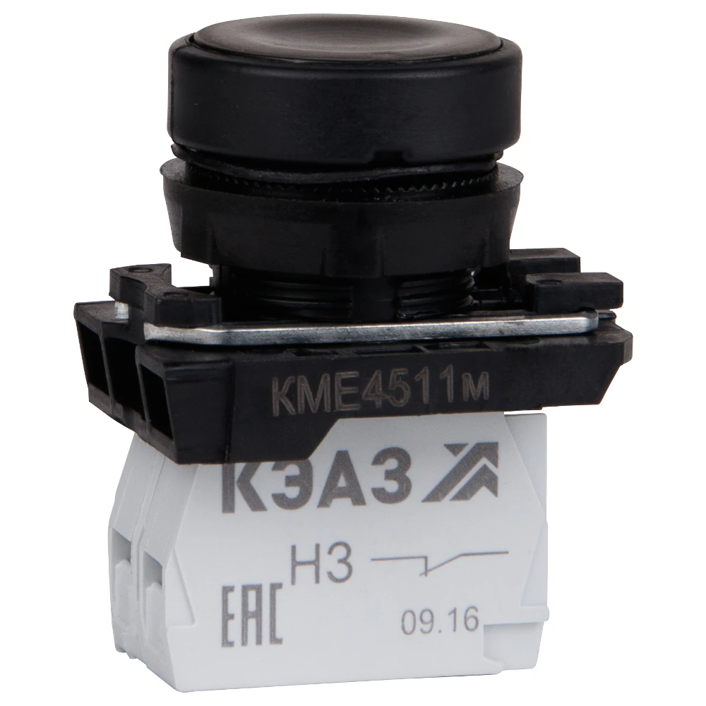 Кнопка КМЕ4510м-черный-1но+0нз-цилиндр-IP54- 273453
