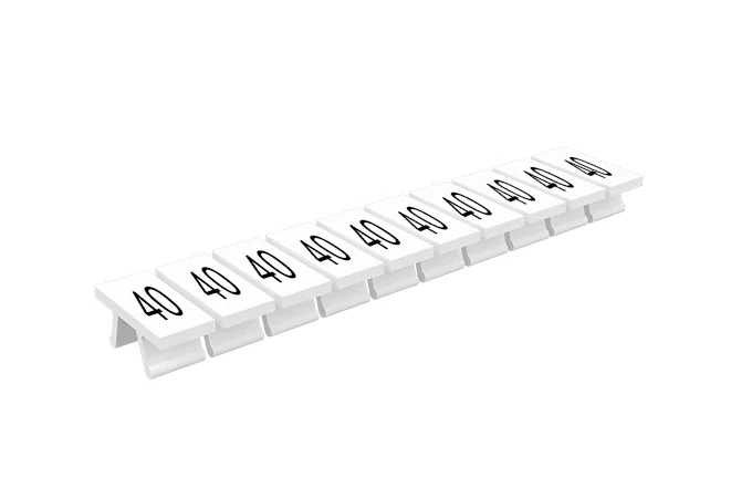 Маркировка 305801/40 - Маркировочные шильдики для клемм TU/TP/TC, сечением 2,5 мм кв., 10 шильдиков, нанесенные символы: 40, с горизонтальным, расположением, цвет белый