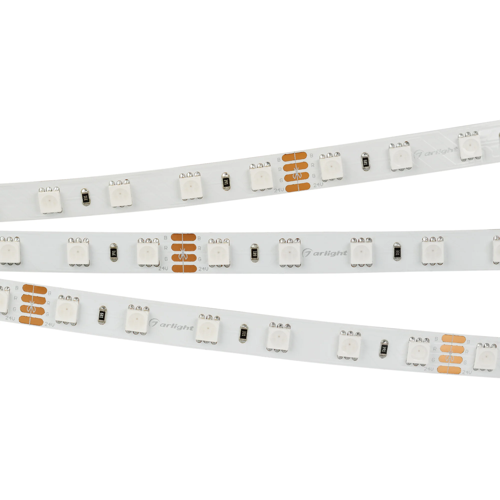 Лента RT-B60-10mm 24V RGB (14.4 W/m, IP20, 5060, 5m) 010367(2) - Светодиодная лента RT-B60, открытая. Светодиоды 5060, 60 шт/м (300 шт на 5 м), белая плата, ширина 10 мм, скотч 3M. Цвет RGB, угол 120°. Питание 24V, мощность 14.4 Вт/м (72 Вт на 5 м). Разме