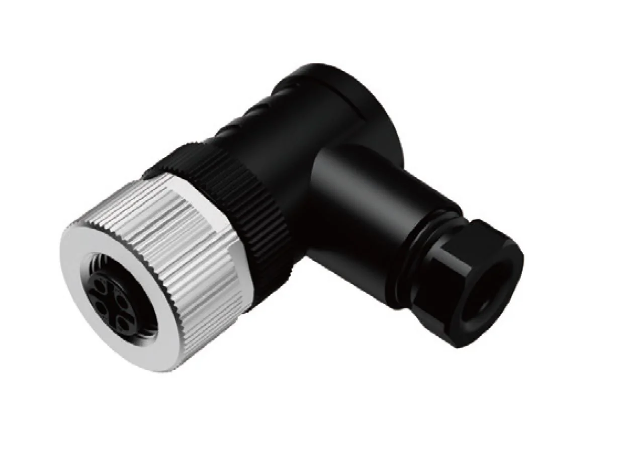 Розеточный разъем M12A12FPAFWSC608001 - Розеточный разъем на кабель, 12 полюсов, M12, угловой, A-Code, диаметр кабеля: 6,0-8,0 мм, 1,5А, 30V, корпус из пластика, резьбовое соединение: цинк