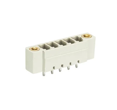 Вилка Wiecon 8513 S / 5 G F - Вилочный разъем, вертикальный, на плату, с монтажными фланцами, шаг 3,5 мм, 5 полюсов, фиксация на плате пайкой, 250V, 8А, без маркировки, цвет: серый, серия 8513 S GF
