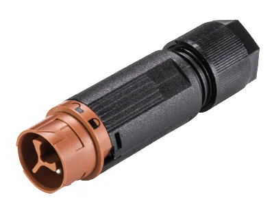 Разъем RST16I3/2S S1 ZT4S L BR - Вилочный разъем на кабель диам. 5-9,5 мм, IP68(69k), 2 полюса, цвет: коричневый, номинальные характеристики: ~50/-120V 16A, серия gesis RST MINI