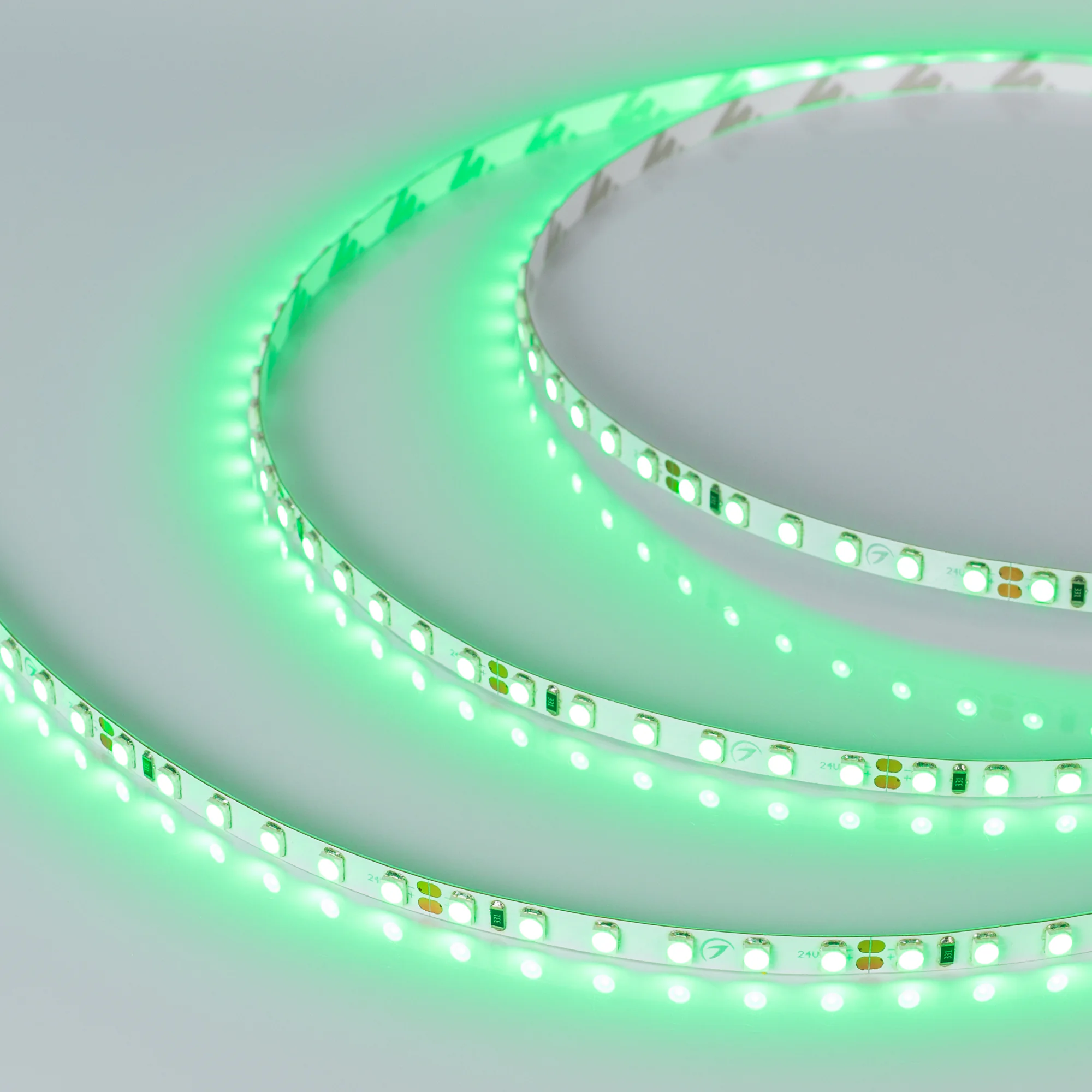 Лента RT-A120-5mm 24V Green (9.6 W/m, IP20, 2835, 5m) 015663(2) - Светодиодная узкая лента RT-A120, открытая. Светодиоды 2835, 120 шт/м (600 шт на 5 м), белая плата, ширина 5 мм, скотч 3M. Цвет ЗЕЛЁНЫЙ 525 nm, угол 120°. Питание 24V, мощность 9.6 Вт/м (48