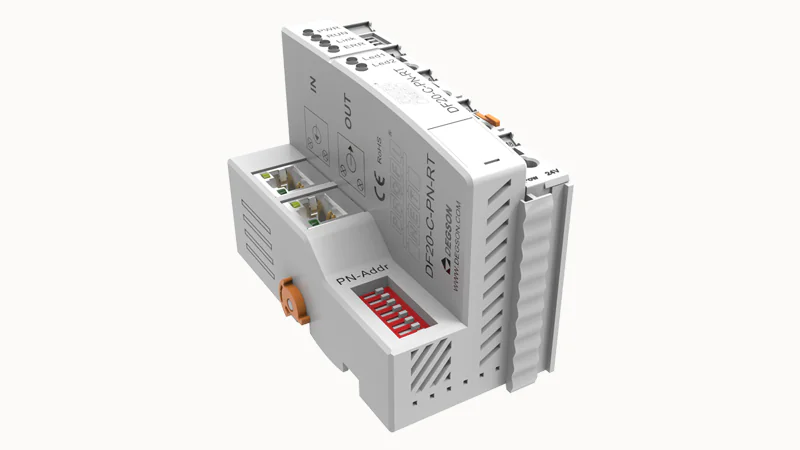 Модуль ввода/вывода DF20-C-PN-RT-V1 - Модуль ввода / вывода, интерфейс 2 порт RJ-45, протокол PROFINET, количество модулей IO 32, размер PDO 340 байт, скорость передачи 100Мбит, питание 18-36 VDC, тип монтажа: DIN35