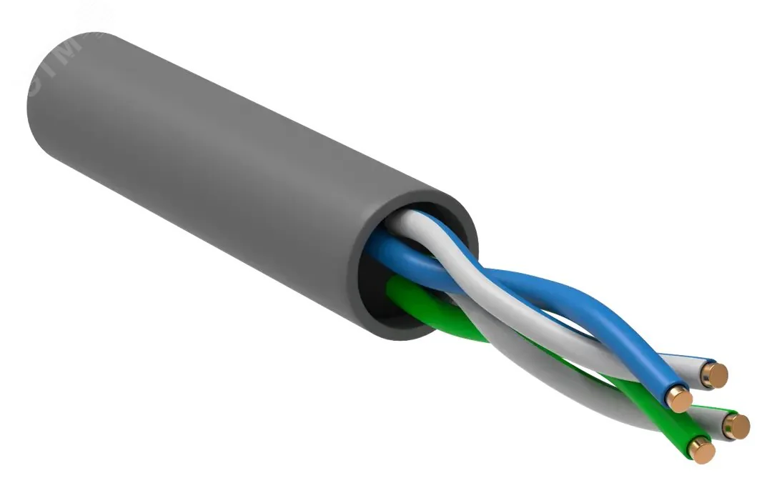 Витая пара U/UTP кат 5E 2х2х24AWG LSZH серый 305м РФ/С LC1-C5E02-121-S-R
