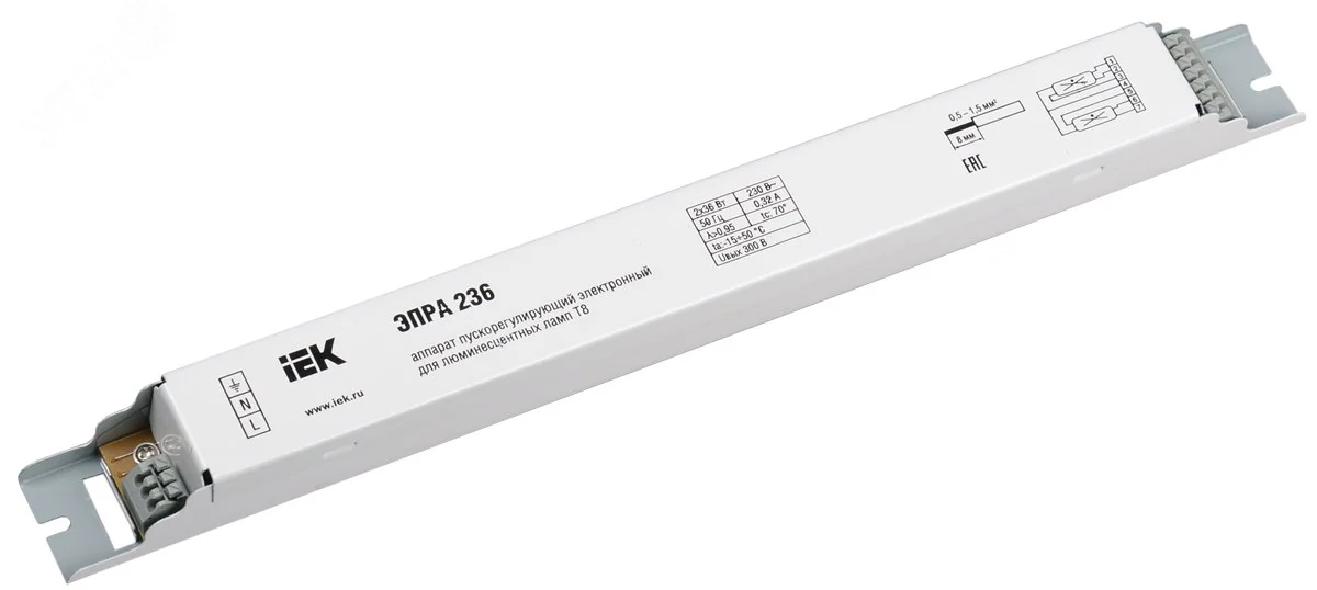 ЭПРА 236 для линейных ЛЛ Т8 LLV236D-EBFL-2-36