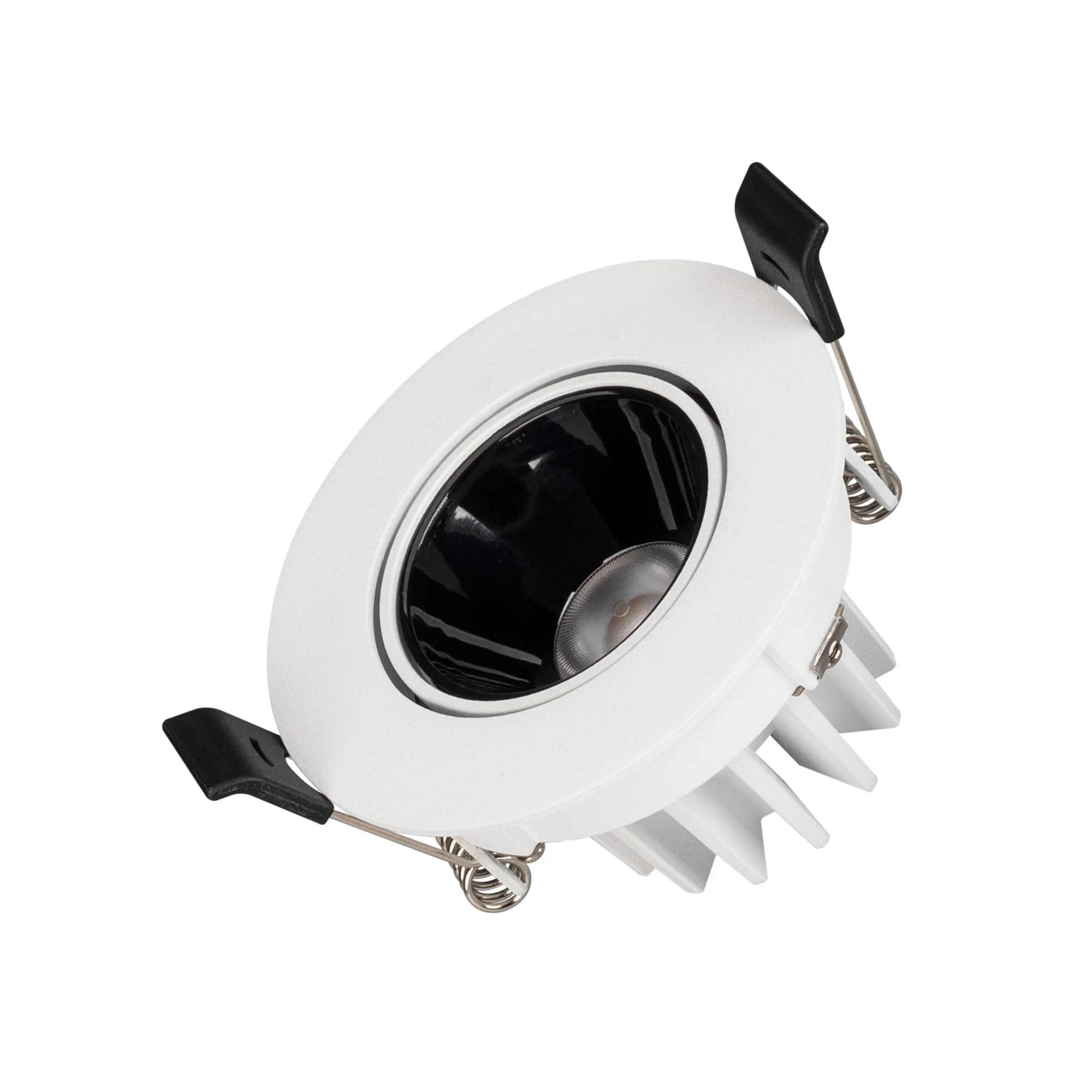 Светильник MS-FORECAST-BUILT-TURN-R82-8W Warm3000 (WH-BK, 32 deg, 230V) 035448 - Встраиваемый поворотный светильник даунлайт. Мощность 8.4 Вт, св. поток 700 лм, 83 лм/Вт, теплый 3000 K, CRI>90, UGR<16, угол 32°, напряжение питания 230 В. Белый круглый кор