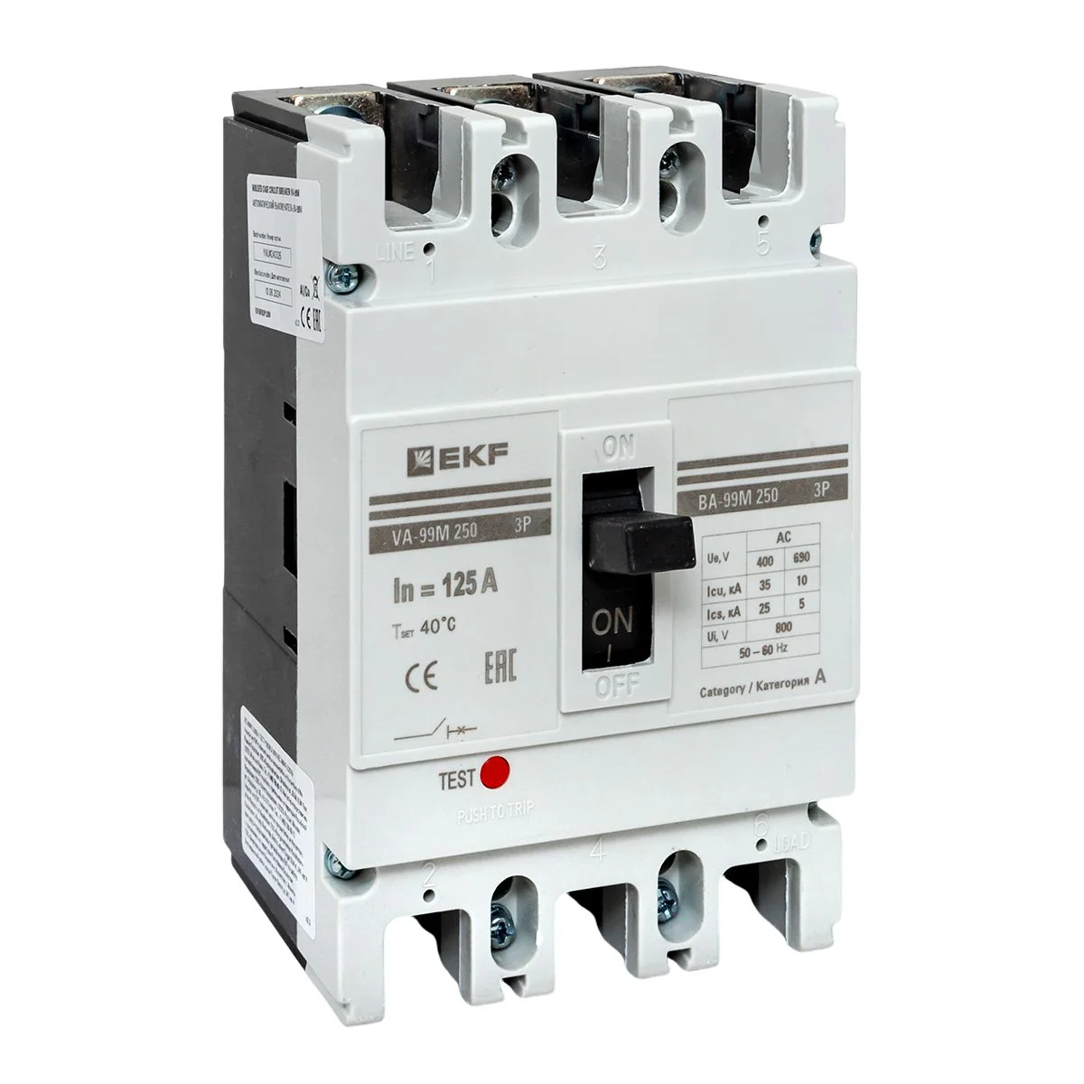 Выключатель автоматический 3п 250/125А 35кА ВА-99М PROxima mccb99-250-125m