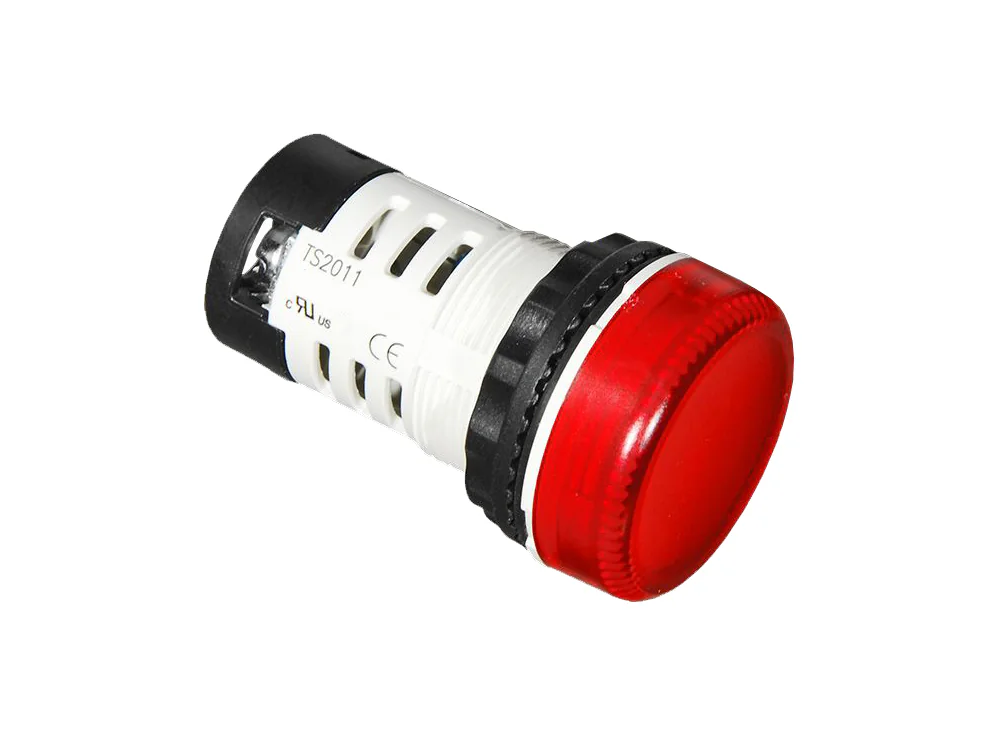 Зуммер (красный) TS2011-4DB10 - Зуммер, прерывистый звук, LED AC/DC 12V, пластиковое переднее кольцо, диаметр головки кнопки 29,5 мм, диаметр посадочного отверстия: 22 мм, цвет: красный