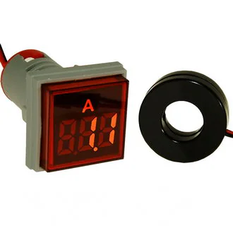 DMS-225 - Цифровой LED амперметр AC 0-100А, AD16-22AMS, красный, установка на панель в отв d=22мм