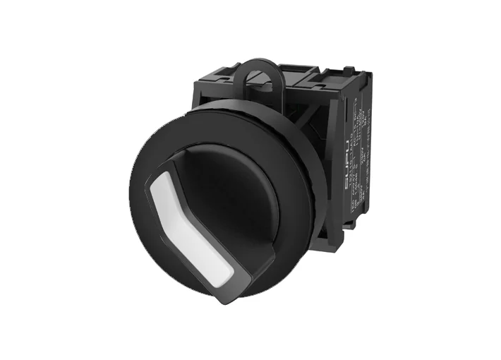 Селекторный переключатель(черный)TS2530-1AE60-R20 - Переключатель, короткая ручка, 3-х позиционный, пружинный самовозврат из правого положения, без подсветки, утопленное пластиковое переднее кольцо, с плавным нажатием, с контактной группой 2NO, диаметр го