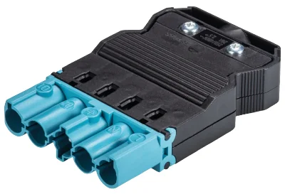 Разъем GST18I5S S1ZR1SPB02 92.954.4453.0 - Вилочный разъем на кабель диам. 8,5 - 12,5 мм, 5 полюсов, винтовая фиксация, номинальное напряжение: 250/400V, номинальный ток: 20A, цвет: синий, серия gesis GST18i5