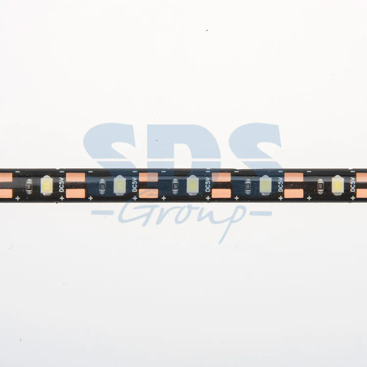 Лента светодиодная 5В, SMD2835, 4,8Вт/м, 60 LED/м, 6500K, 8мм, 1м, с USB коннектором, черная, IP65 141-385