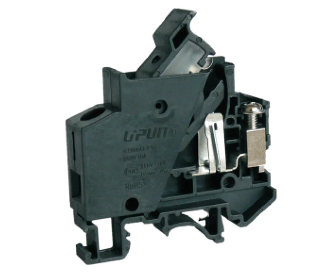 Барьерная клемма UTD-4RDX24 - Предохранительная барьерная клемма, 6X25, с LED 24V, тип фиксации провода: винтовой, номинальное сечение: 4 мм кв., до 10A, 250V, ширина: 14,2 мм, цвет: черный, тип монтажа: DIN 35