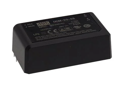 IRM-30-15 - AC-DC, 30Вт, вход 85...264В AC 47...440 Гц, 120...370B DC, выход 15В/2А, изоляция 3000В AC, в корпусе на плату 69.5x39x24мм, -30...+70°C
