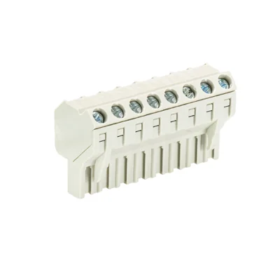 Розетка Wiecon 8213 B / 8 S OB - Розеточный разъем, угол 45 градусов, на кабель, шаг 5,08 мм, 8 полюсов, номинальное сечение: 2,5 мм кв., винтовая фиксация провода, 400V, 12А, без маркировки, цвет: серый, серия 8213 B S