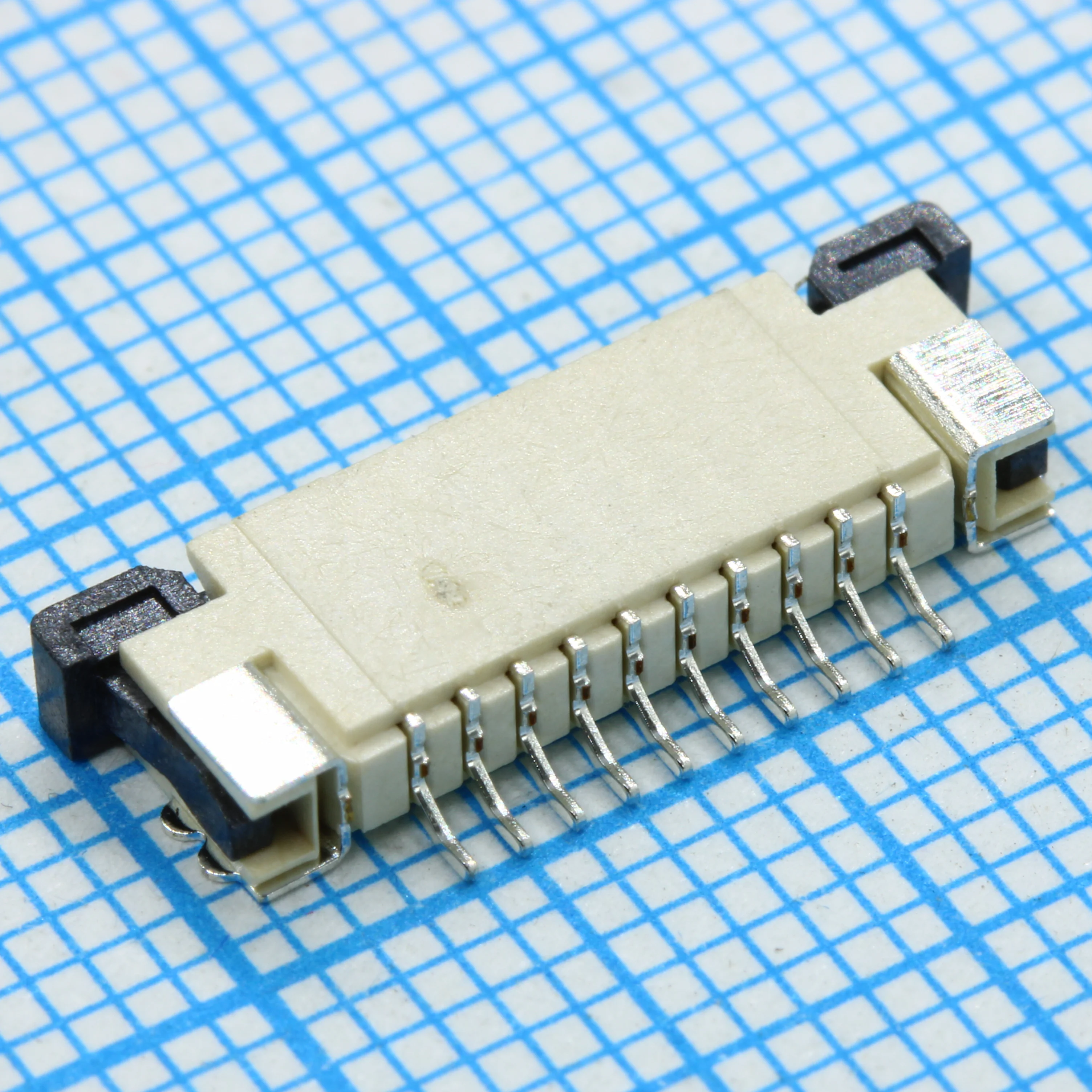 DS1020-07-10VBT1B-R - FPC разъем для шлейфа на плату, поверхностный монтаж 10pin, шаг 1.00мм (контакты сверху)