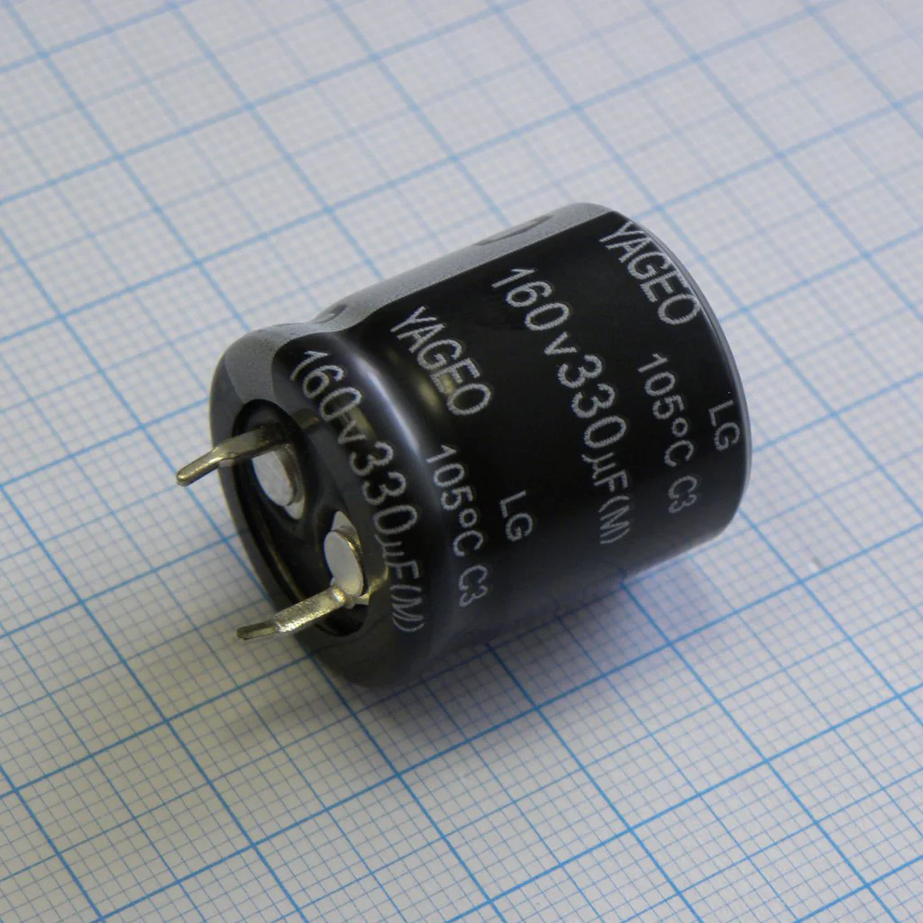 LG160M0330BPF-2225 - С защёлкиваемыми выводами 160V  330uF ±20%, стандартные, 2000часов, -20...+105°С