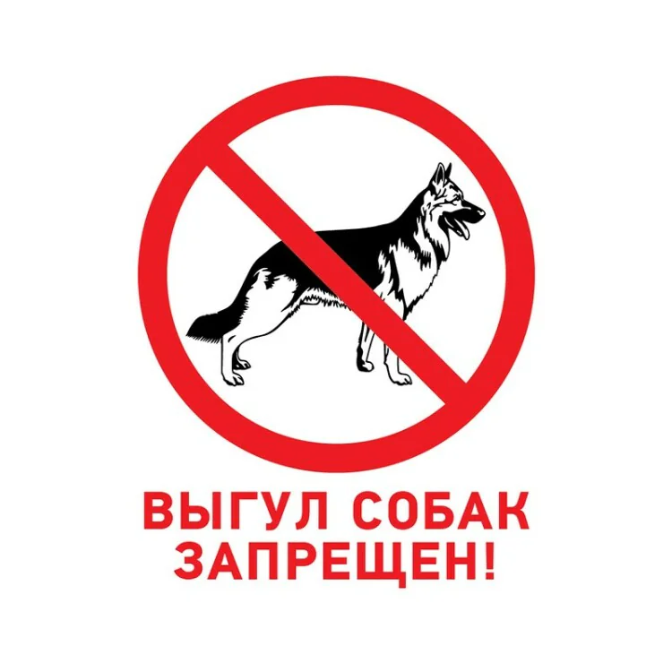 Табличка ПВХ запрещающий знак «Выгул собак запрещен» 200х200 мм 56-0039-2