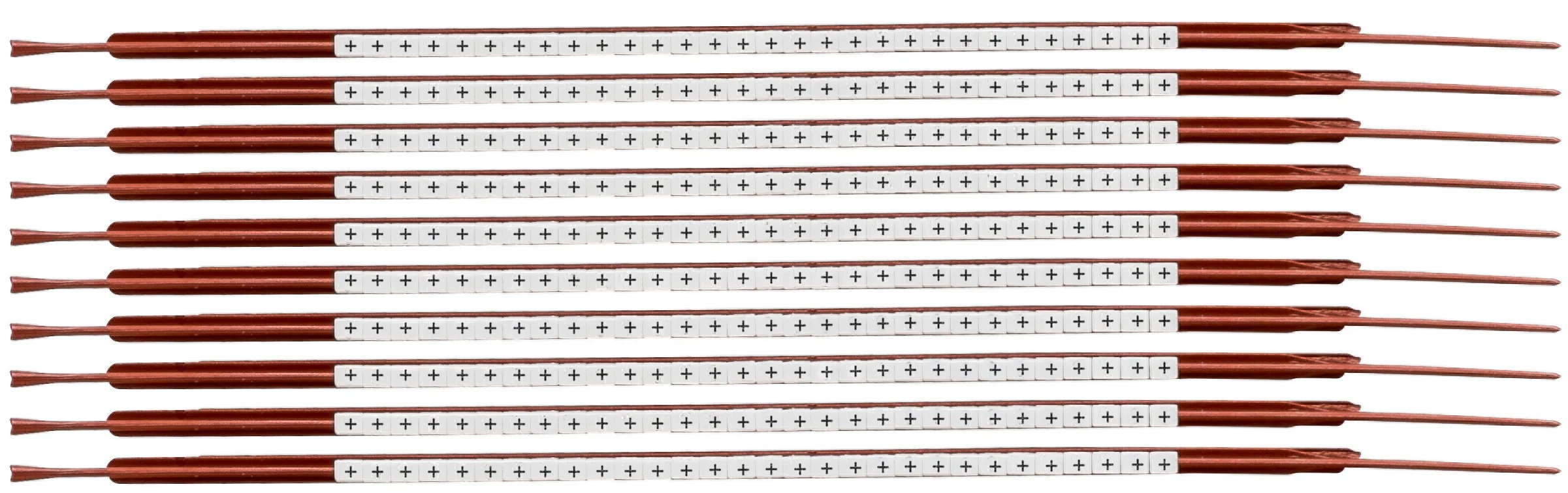 brd132987 - SCN-03-PLUS клипсы белые, 300шт/упак, для провода 1-1.3мм диаметра, легенда + (плюс)