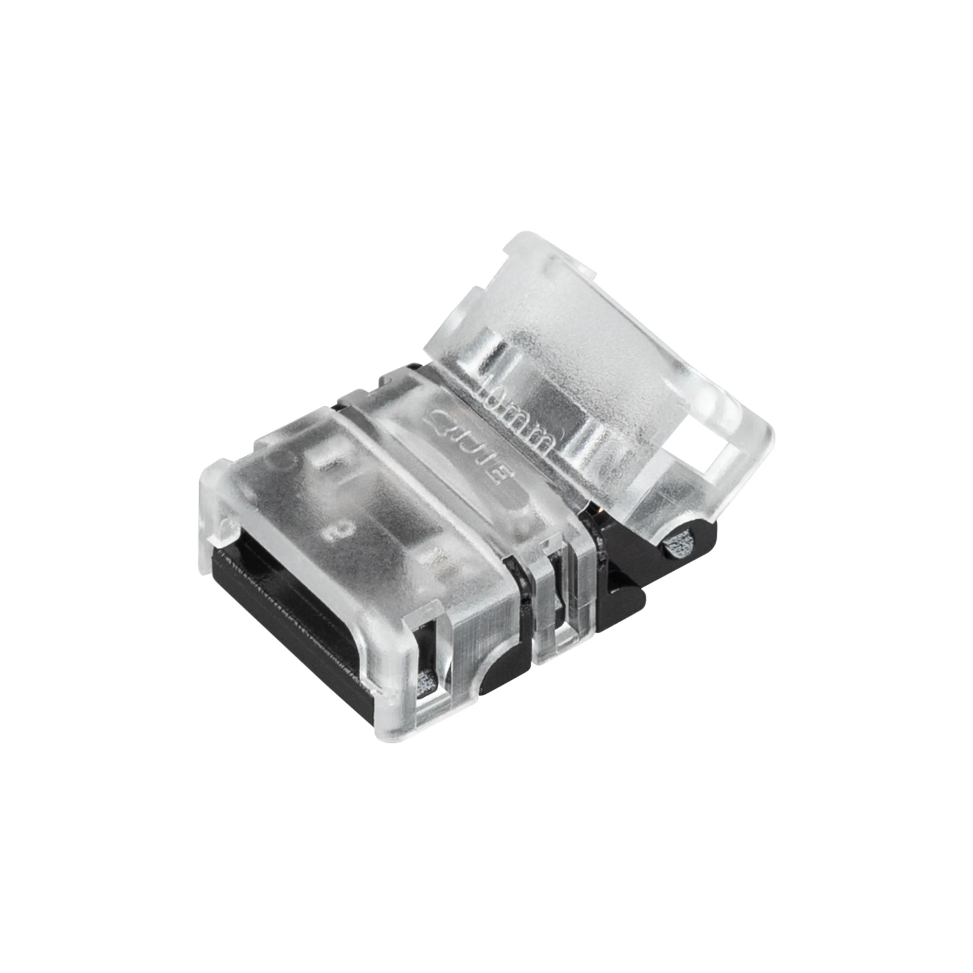 Коннектор HIP-MONO-10mm-2pin-STS-HD 039268 - Одиночный коннектор для соединения 2-х отрезков открытых IP20 светодиодных одноцветных лент шириной 10 мм с высокой плотностью светодиодов. Материал - прозрачный пластик. Обеспечивает соединение без видимых раз