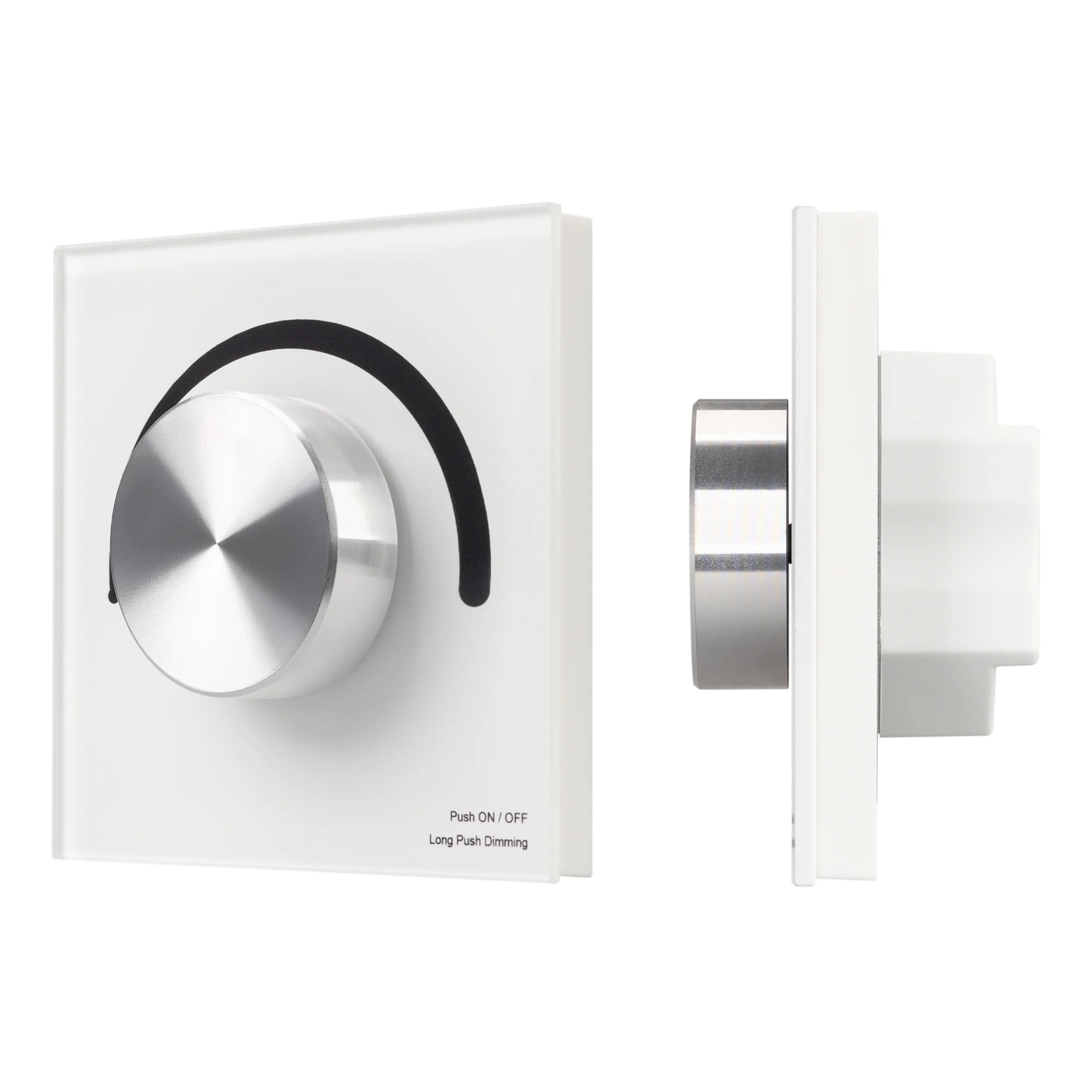 INTELLIGENT ARLIGHT Роторная панель SMART-1-10V-301-31-DIM-IN White (24-48V, 2.4G) 036242 - Встраиваемая роторная панель RF 2.4 ГГц, цвет белый. Материал - стекло. Выходной сигнал 0/1-10V. Управление яркостью с помощью роторного вращателя. Работает в режи