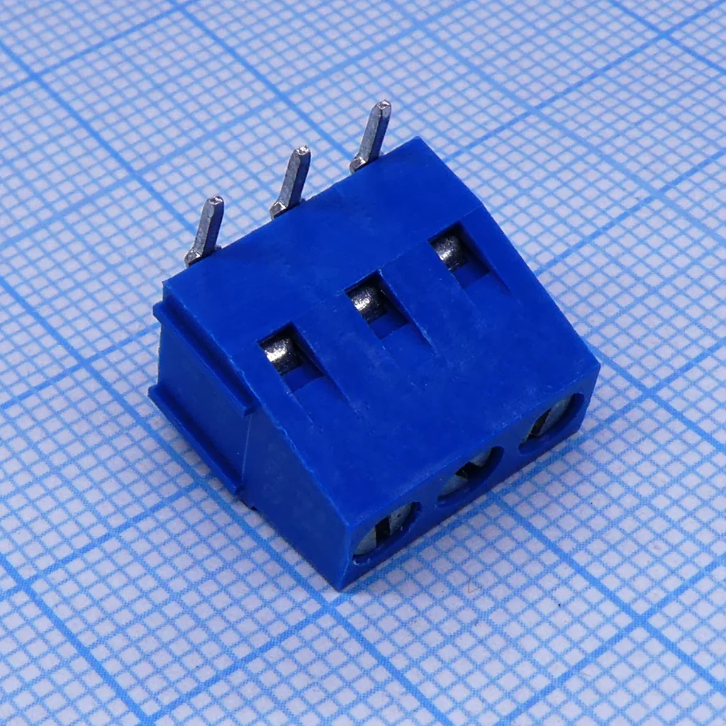 DG128R-5.0-03P-12-00A(H) - Винтовой клеммный блок c рельефной обоймой, 3 контакта шаг 5.0мм синий