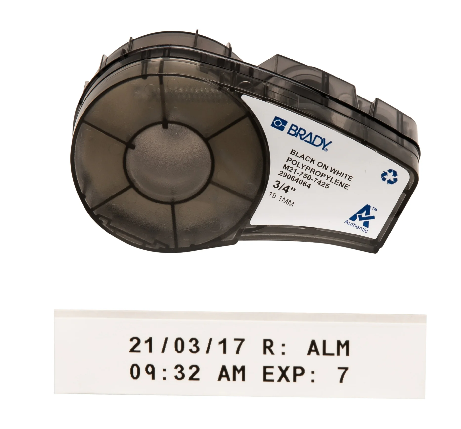 brd121016 - M21-750-7425 лента 19.05 мм/6.4 м, полипропилен, черный на белом (матовый)