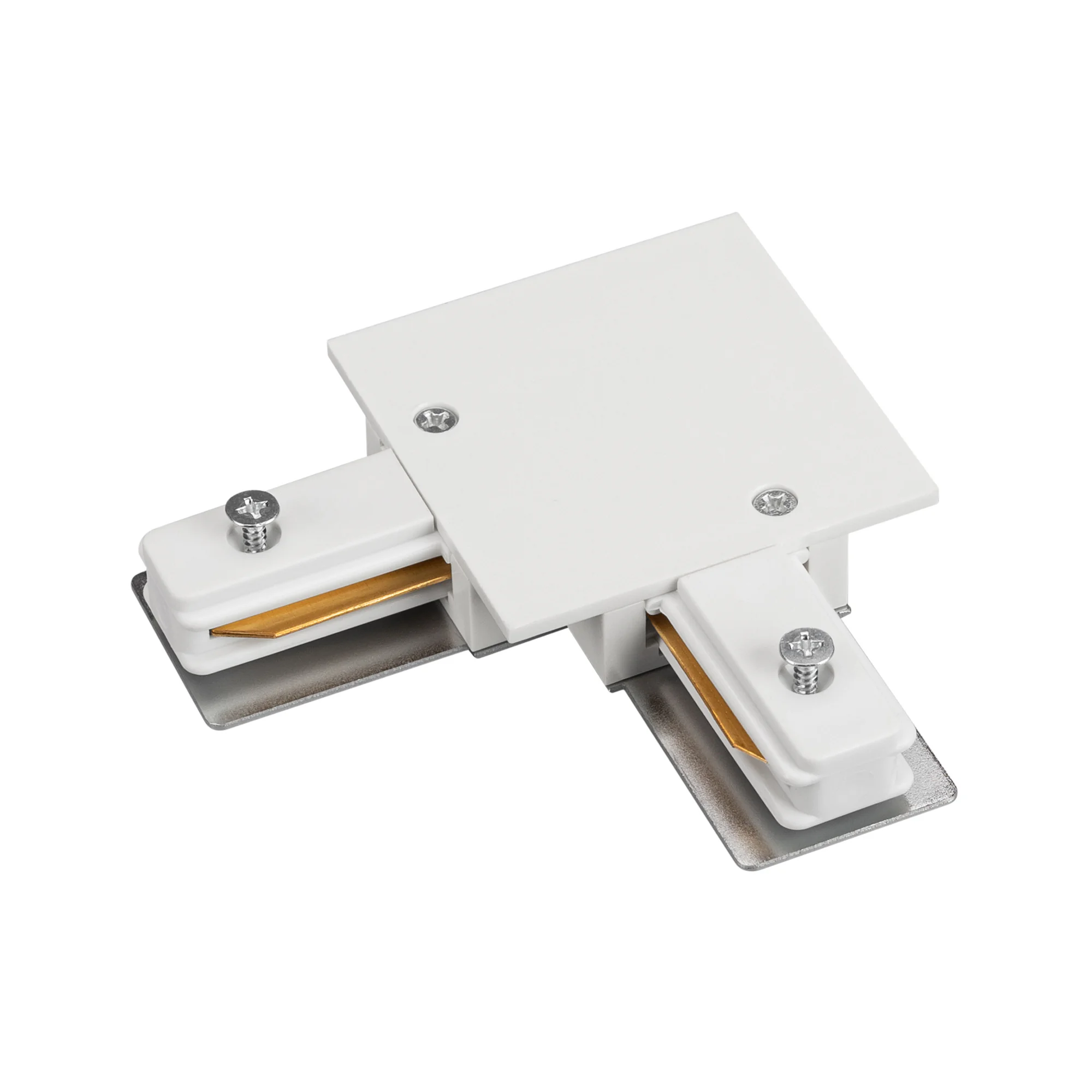 Коннектор угловой LGD-2TR-CON-L-F-WH (C) 038678 - Угловой белый глянцевый коннектор для соединения 2TRA (на 2 провода) встраиваемых треков LGD под углом 90 градусов. Размеры 95х95х20 мм (60 мм - сторона квадрата). Без возможности подвода питания. При испо