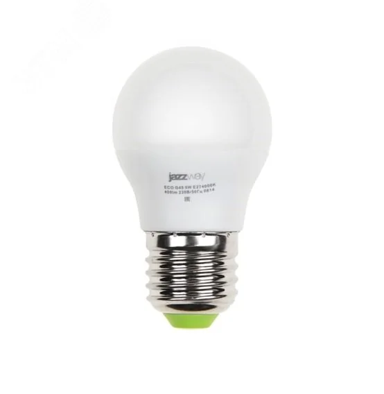 Лампа светодиодная PLED-ECO 5Вт G45 шар матовая 3000К тепл. бел. E27 400лм 230В 50Гц 1036957A
