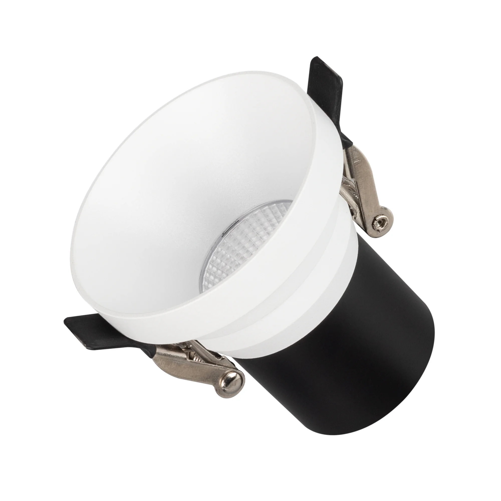 Светильник MS-VOLCANO-BUILT-R65-6W Warm3000 (WH, 38 deg, 230V) 033662 - Встраиваемый светильник даунлайт. Мощность 6 Вт, св. поток 560 лм, 93 лм/Вт, теплый 3000 K, CRI>90, UGR<16, угол 38°, напряжение питания 230 В. Белый круглый корпус из алюминия, степе