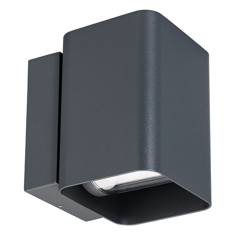 Светильник LGD-WALL-VARIO-S104x129-2x6W Day4000 (GR, 1-80 deg) 029794 - Накладной настенный светильник, свечение вверх/вниз. Мощность 12 Вт, св. поток 820 лм, 68 лм/Вт, дневной 4000 K, CRI>80, изменяемый угол освещения 0°-80°, напряжение питания 230 В. Те