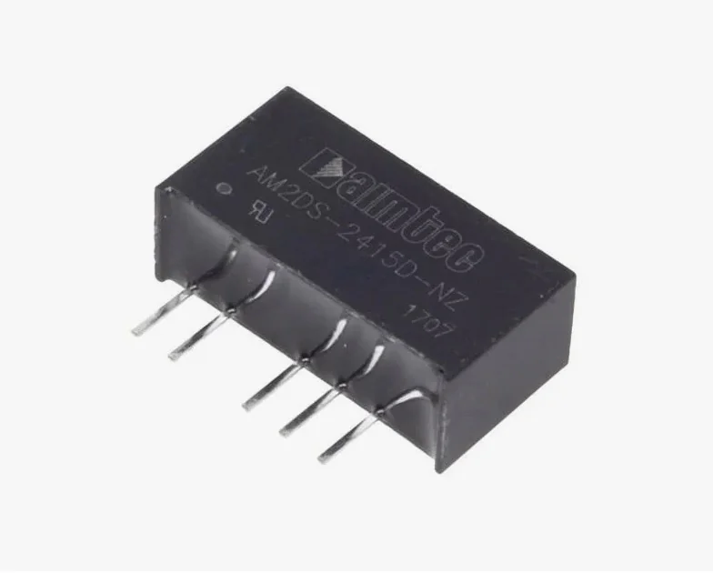 AM2DS-1215SJZ - DC/DC, 2Вт, вход 10.8…13.2В, выход 15В/0.013…0.133А, изоляция 1500В DC, КПД 85%, максимальная емкостная нагрузка не более 560мкФ, SIP7, 19.65x7.05x10.16мм, -40…105°C, пластик