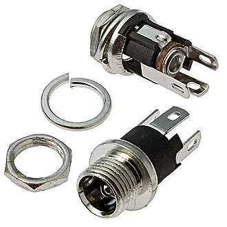 TC-025  2.0MM - Разъем питания штырьковый 2,0/5,6мм; резьба - М8 мм, монтаж на панель
