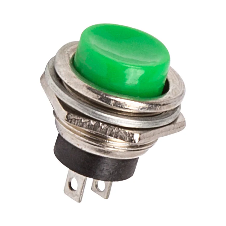 RWD-306 зеленый - Кнопка без фиксации 2А 250В (ON)-OFF круглая М16