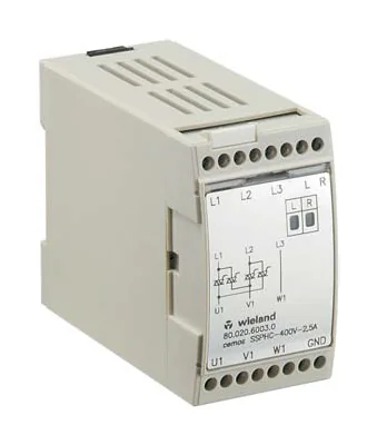 Контактор CEMOS-SSPHC-400V-2,5A - Реверсивный электронный контактор серии CEMOS, рабочее напряжение: 24 V DC, номинальное напряжение переключения: 400 V AC, коммутируемый ток: 2,5 A, с винтовой фиксацией провода,