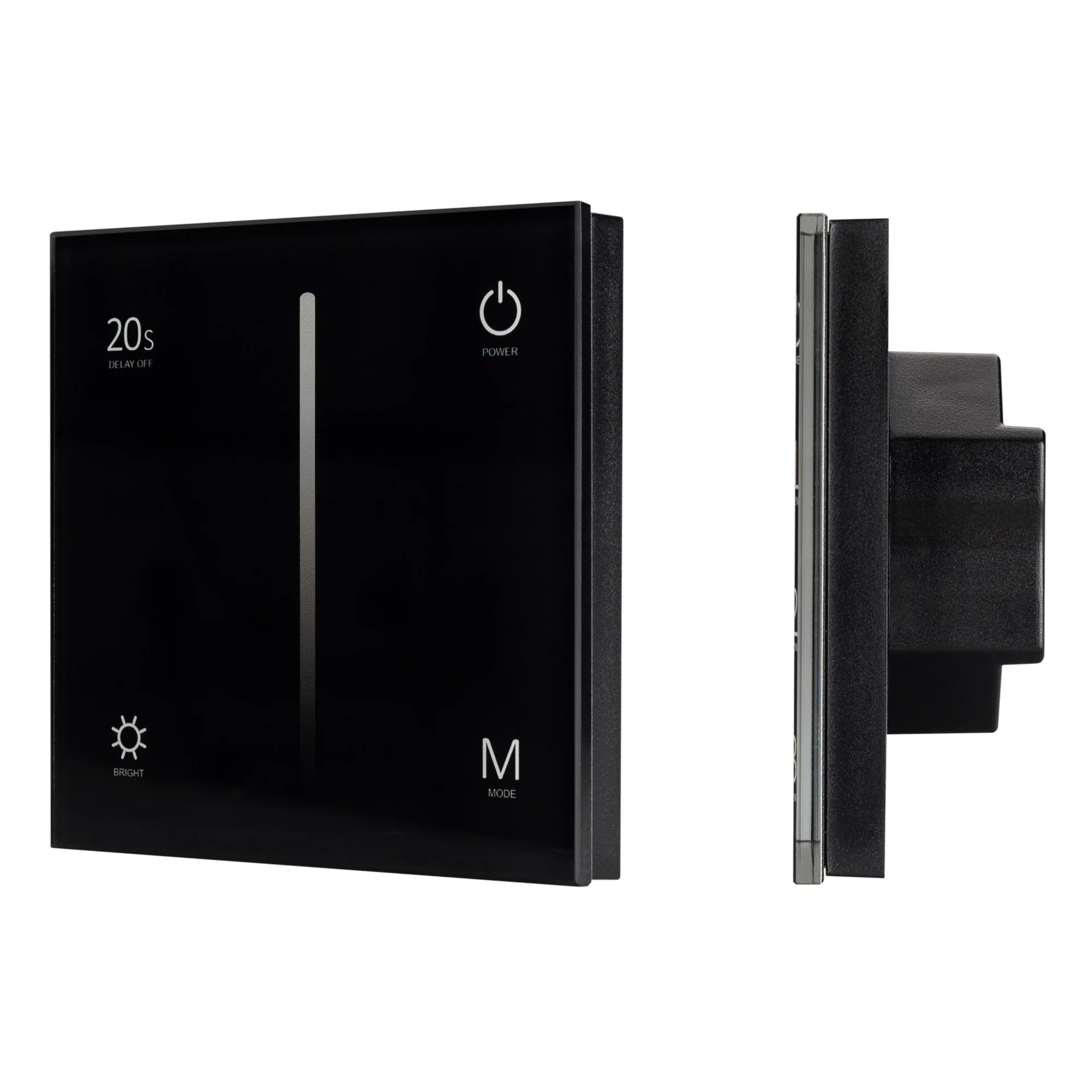 Панель SMART-P35-DIM-IN Black (230V, 0-10V, Sens, 2.4G) 028113 - Встраиваемая сенсорная панель, цвет чёрный. Материал - стекло. Выходной сигнал 0/1-10V. Управление яркостью с сенсорной полосы. 1 зона управления. Питание 230V, входное напряжение 86-265VAC.