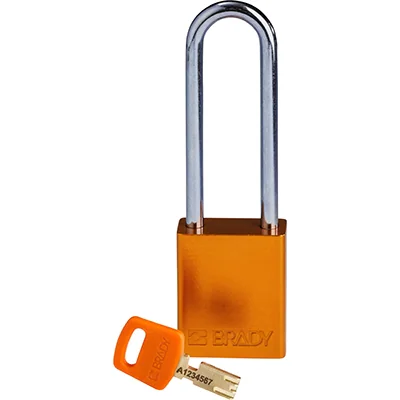 gws150306 - Замок SafeKey алюминиевый со стальной дужкой, высота дужки – 76 мм, диаметр дужки – 6.4 мм, алюминиевый корпус, размеры корпуса – 46х38х19 мм, цвет – оранжевый, 1 шт/упак