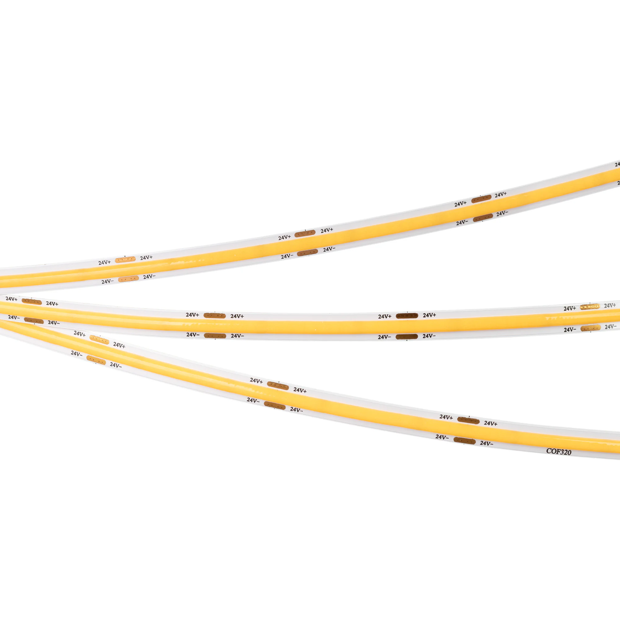 Лента COB-X320-8mm 24V White6000(8 W/m, IP20, CSP, 5m) 039020 - Лента COB сплошной засветки без видимых светодиодов. Светодиоды CSP 320 шт/м. Цвет свечения БЕЛЫЙ 6000K, высокий индекс цветопередачи CRI>90, световой поток 680 лм/м, угол 175°. Мощность 8 Вт