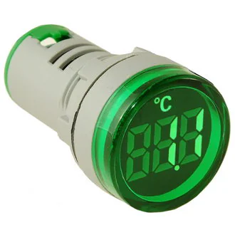 DMS-243 - Цифровой LED термометр -20+199°C, AD16-22TM, зеленый, установка на панель в отв d=22мм