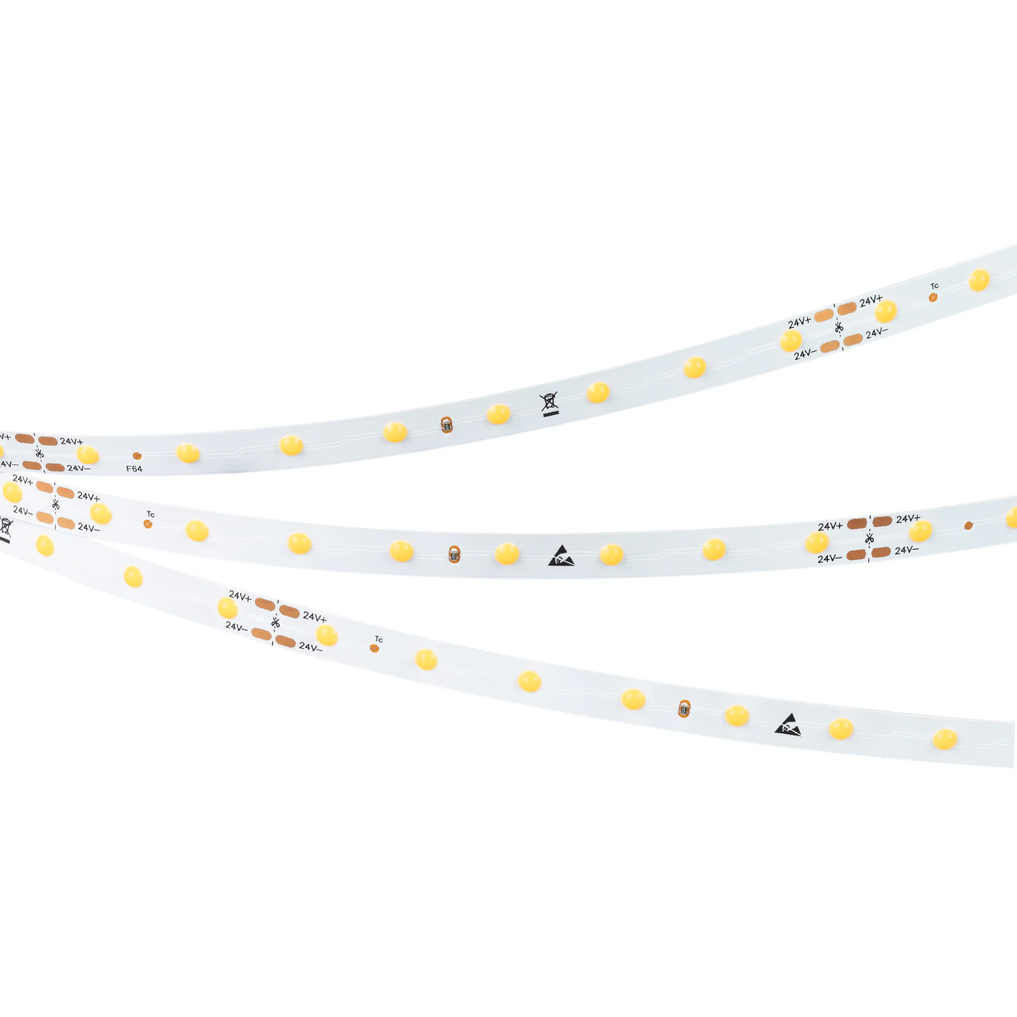 Лента DOT-X64-8mm 24V Day4000 (5 W/m, IP20, 5m) 040184 - Лента DOT с видимой световой точкой. Светодиод Point Light, 64 шт/м (320 шт на 5 м), белая плата, ширина 8 мм, скотч 3M. Цвет ДНЕВНОЙ 4000 K, цветопередача CRI>80, угол 145°. Питание 24 В, мощность 