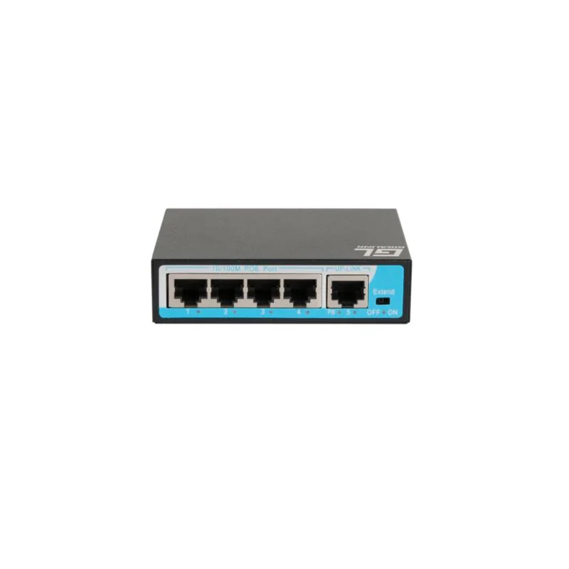 Коммутатор неуправляемый 4 PoE (802.3af) порта 10/100Мбит/с до 250 метров cat6 1Upl 6 GL-SW-F005-04P