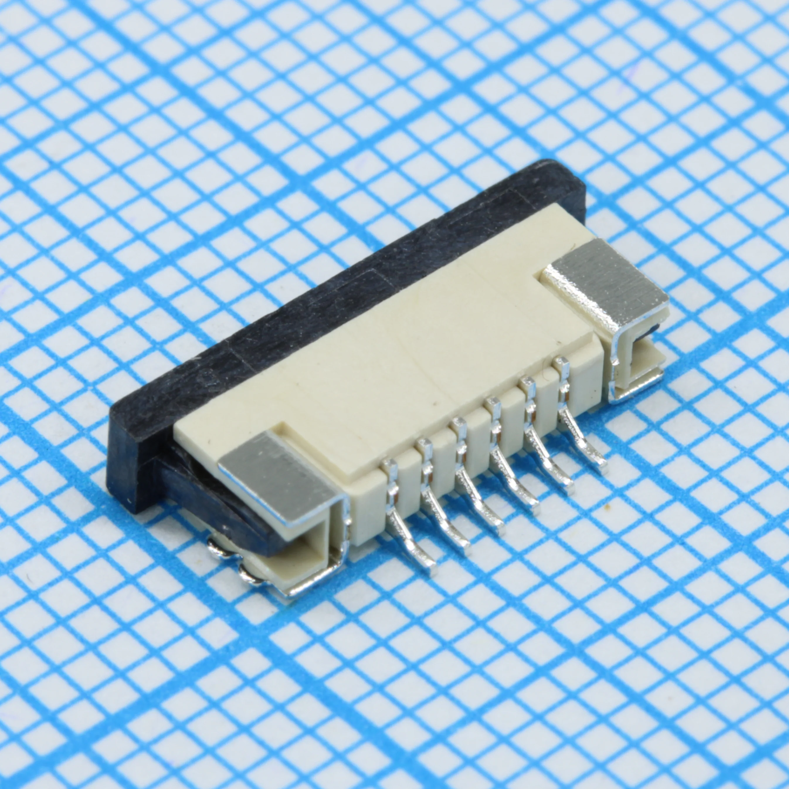 DS1020-07-06VBT1A-R - FPC разъем для шлейфа на плату, поверхностный монтаж 6pin, шаг 1.00мм (контакты снизу)