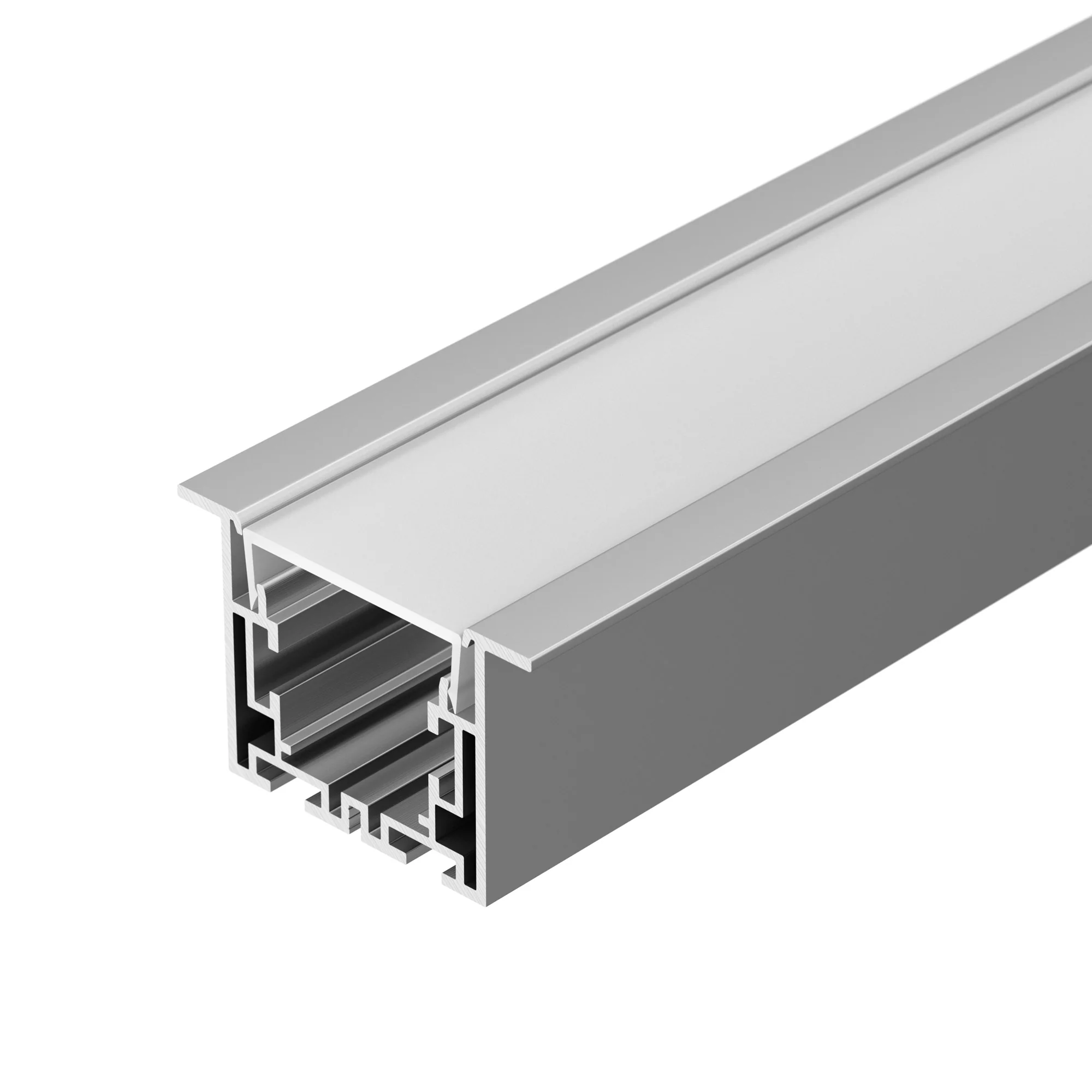 Профиль с экраном S2-LINIA55-F-2500 ANOD+OPAL 021176 - Комплект с экраном. Алюминиевый анодированный профиль для светодиодных лент и линеек. Габаритные размеры (LхWхH): 2500x55x35 мм. Рекомендуемый паз для установки: ширина 45 мм, глубина 70мм (±1 мм). В 