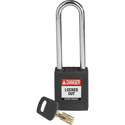 gws150274 - Замок SafeKey нейлоновый со стальной дужкой, высота дужки – 76 мм, диаметр дужки – 6.4 мм, нейлоновый корпус, размеры корпуса – 46х38х19 мм, цвет – черный, 1 шт/упак