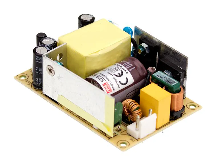 RPS-45-5 - AC-DC med, 40Вт, вход 80…264V AC, 47…63Гц, выход 5В/8A, рег.вых 4.7…5.5В, изоляция 4000V AC, открытая плата 76.2х50,8х24мм, -30…+70°С