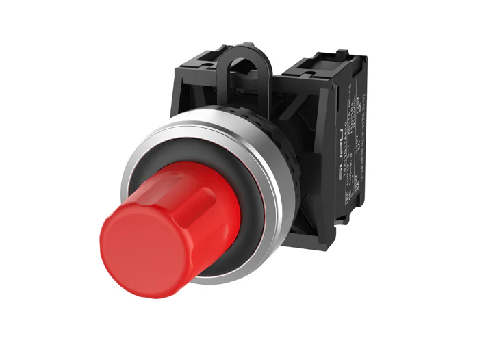 Кнопка "СТОП" (красная) TS2520-0QL10-S10 - Нажимная кнопка "СТОП", с блокировкой, без подсветки, алюминиевое переднее кольцо, с мгновенным нажатием, с контактной группой 1NO, диаметр головки кнопки 29,5 мм, диаметр посадочного отверстия: 22 мм, цвет: крас